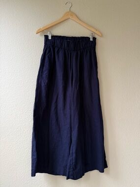 M&M'S Navy Elastic Waist Wide-Leg Maxi Pants